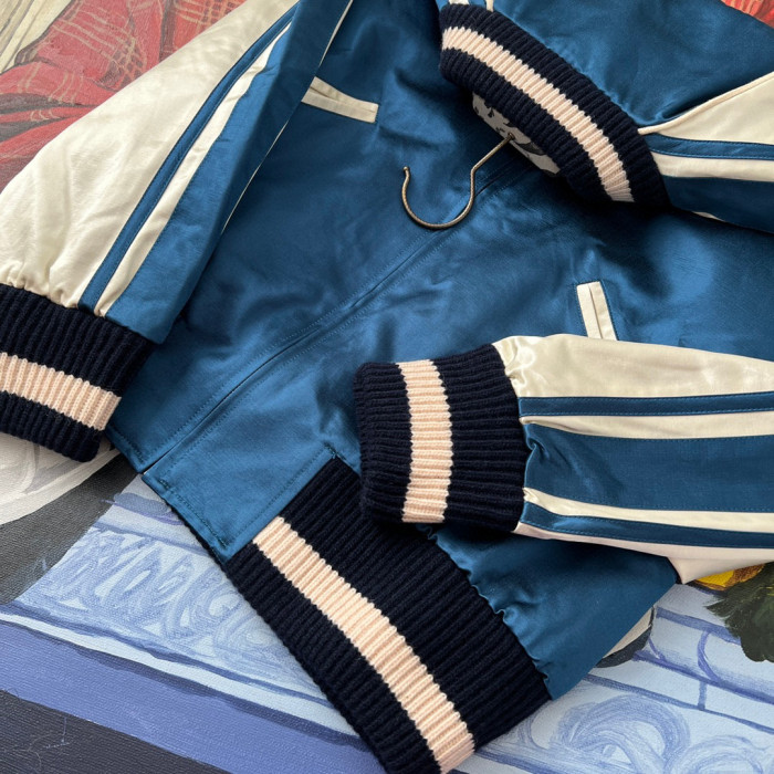 Gucci  Baseball Jersey Zip Up Jacket Blue #nigo4583