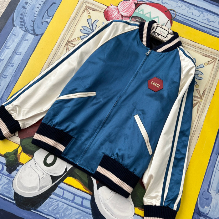 Gucci  Baseball Jersey Zip Up Jacket Blue #nigo4583