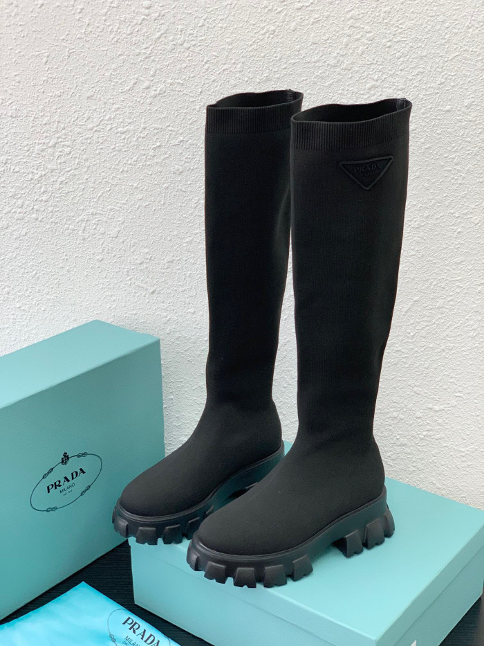 Prada Monolith Knit Booties Knitted Stretch Sock Boots Shoes #nigo96294