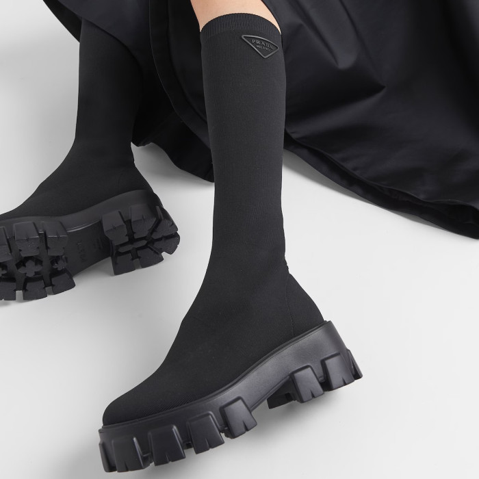 Prada Monolith Knit Booties Knitted Stretch Sock Boots Shoes #nigo96294