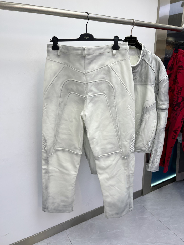 Balenciaga Men's Oversized Biker Jacket Baggy Pants In White #nigo95117