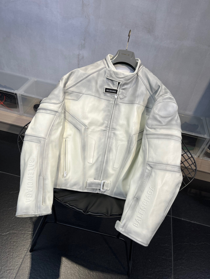 Balenciaga Men's Oversized Biker Jacket Baggy Pants In White #nigo95117