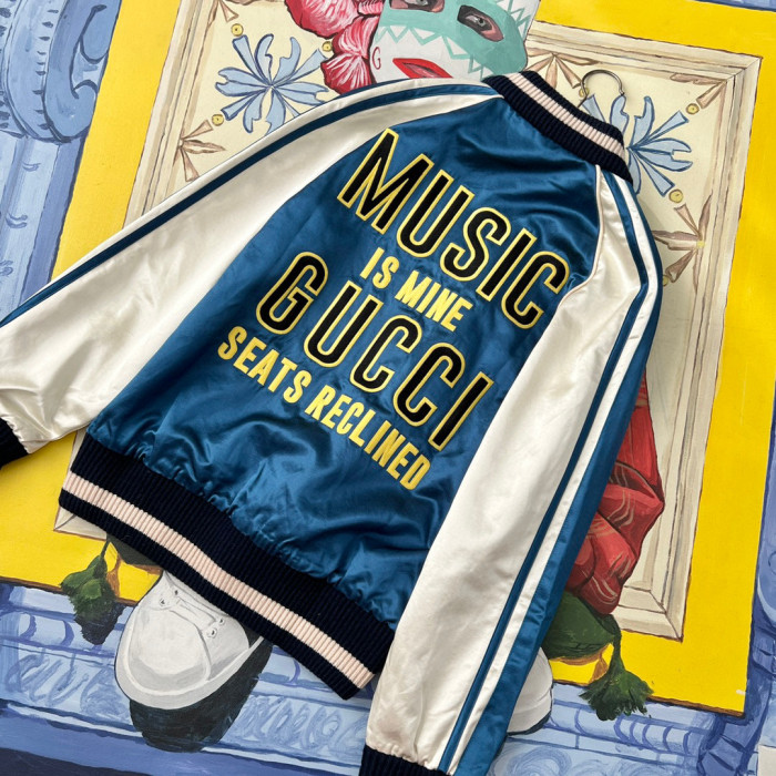 Gucci  Baseball Jersey Zip Up Jacket Blue #nigo4583