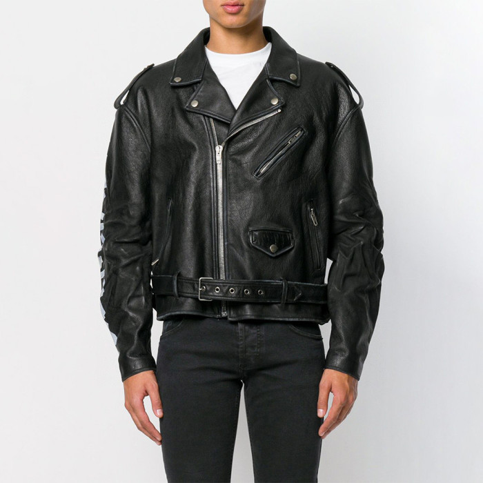Balenciaga Letter Zip Leather Jacket in Black Ngvp #nigo6497