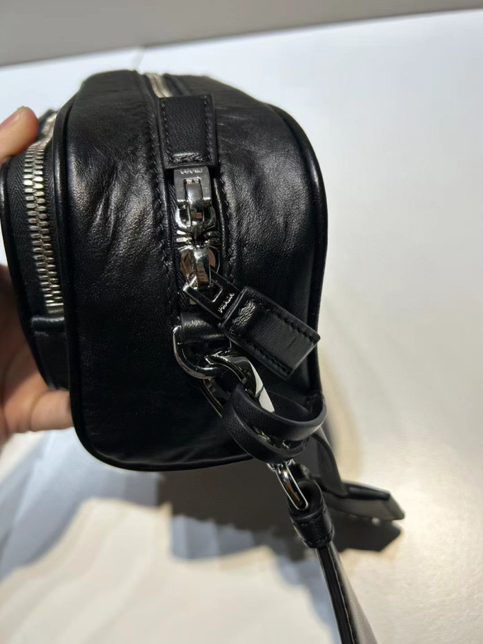 Prada NIGO Black Leather Long Shoulder Strap Crossbody Bag #nigo57423