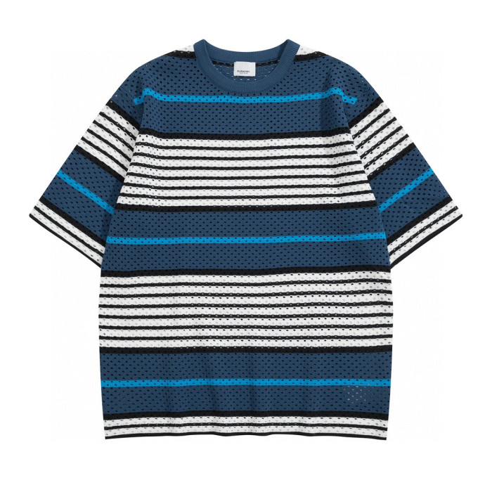 Burberry NIGO Striped Loose Hollow Summer Short Sleeve T-shirt Shorts Set Suit #nigo94475