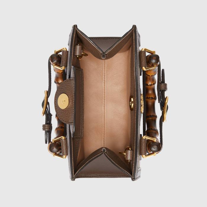 Gucci Diana Leather Printed Portable Bamboo Joint Bag #nigo53124