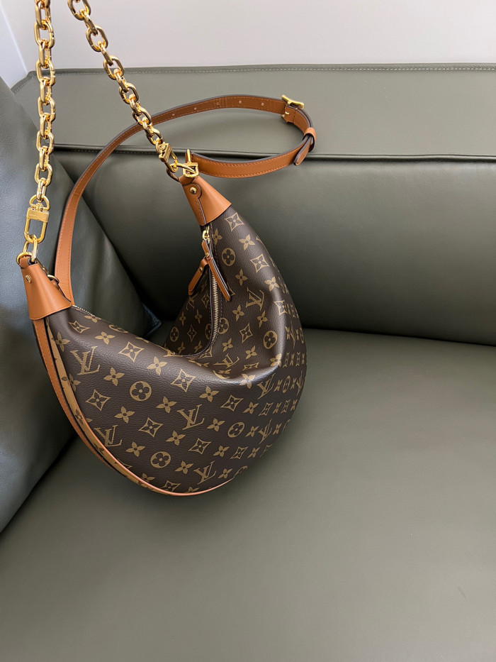 Louis Vuitton Loop Hobo Curry Leather Printed Chain Pea Bun Bag #nigo21736
