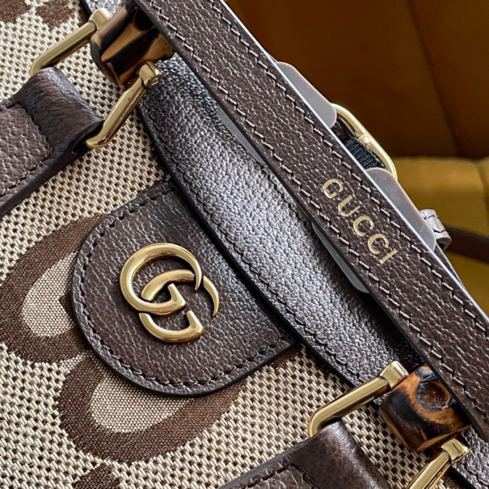 Gucci Diana Leather Printed Portable Bamboo Joint Bag #nigo53124