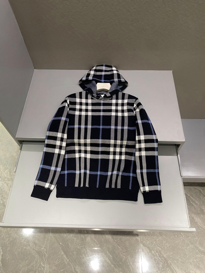 Burberry Check Cotton Jacquard Hoodie Plaid Sweatshirt Pullover #nigo96325