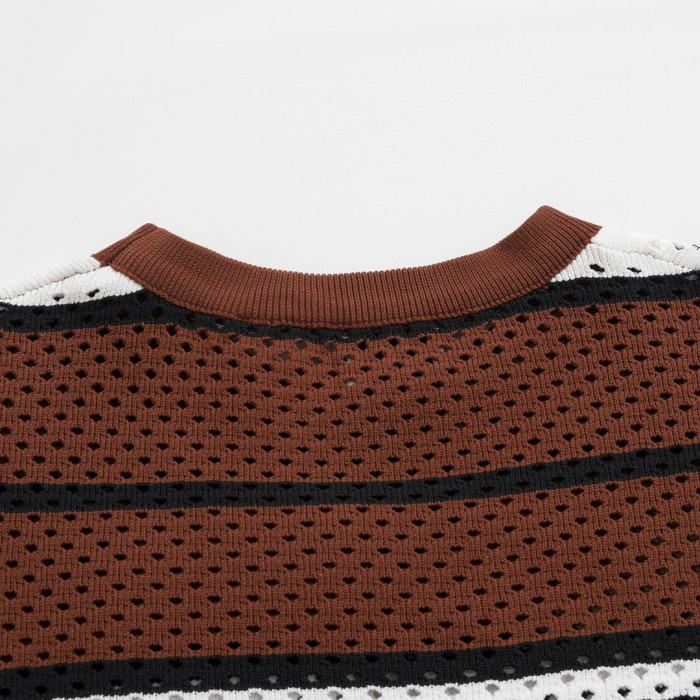 Burberry NIGO Striped Loose Hollow Summer Short Sleeve T-shirt Shorts Set Suit #nigo94475