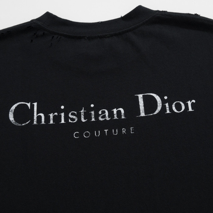 Dior Couture Relaxed-Fit T-Shirt Torn Short Sleeve Solid Colour #nigo96329