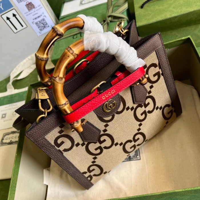 Gucci Diana Leather Printed Portable Bamboo Joint Bag #nigo53124