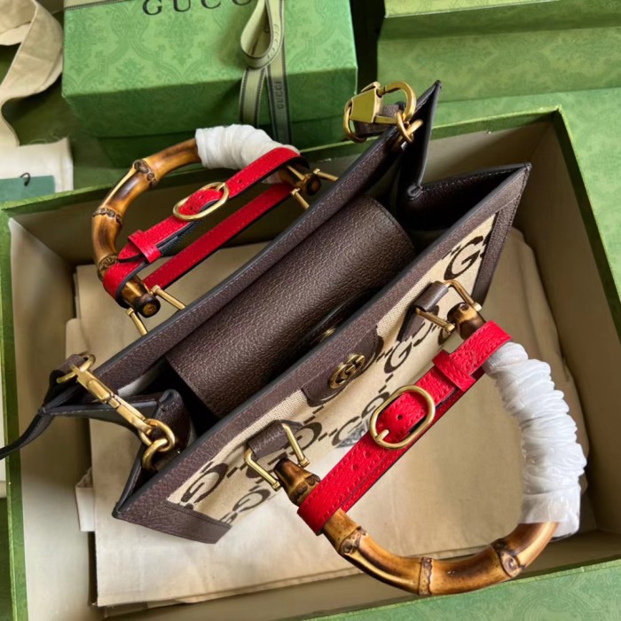 Gucci Diana Leather Printed Portable Bamboo Joint Bag #nigo53124