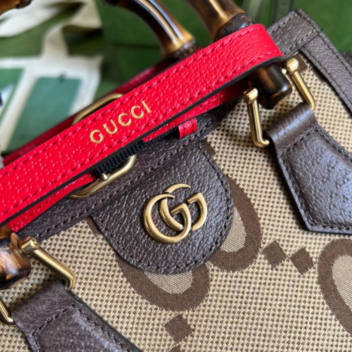 Gucci Diana Leather Printed Portable Bamboo Joint Bag #nigo53124