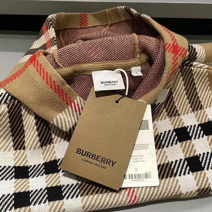 Burberry Check Cotton Jacquard Hoodie Plaid Sweatshirt Pullover #nigo96325