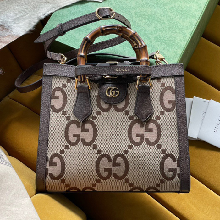 Gucci Diana Leather Printed Portable Bamboo Joint Bag #nigo53124