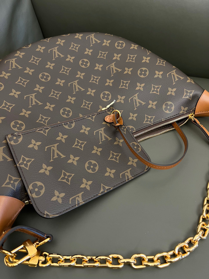 Louis Vuitton Loop Hobo Curry Leather Printed Chain Pea Bun Bag #nigo21736