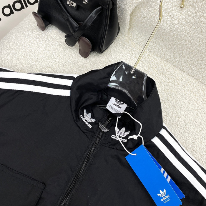 Adidas Orginals Striped Sports Stand-Up Collar Zip Jacket #nigo96324