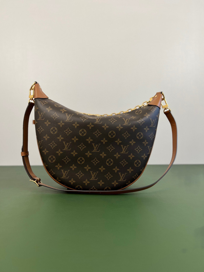 Louis Vuitton Loop Hobo Curry Leather Printed Chain Pea Bun Bag #nigo21736