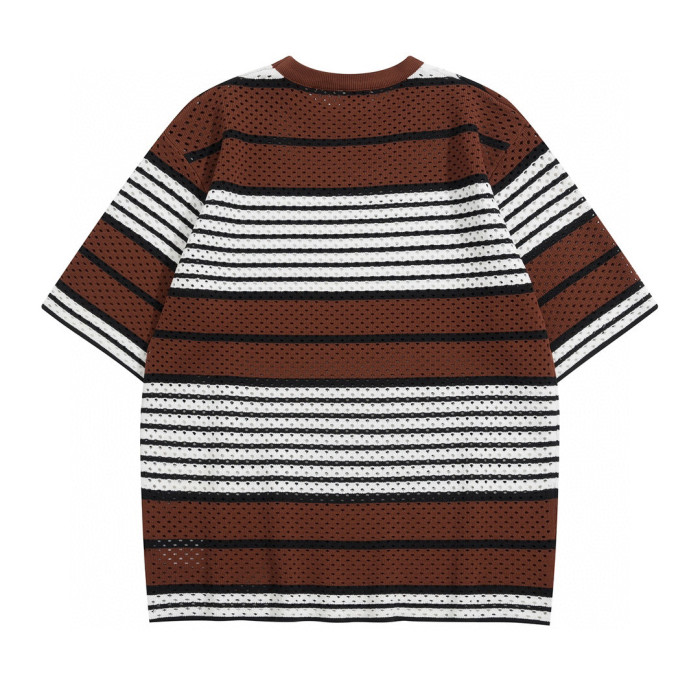Burberry NIGO Striped Loose Hollow Summer Short Sleeve T-shirt Shorts Set Suit #nigo94475