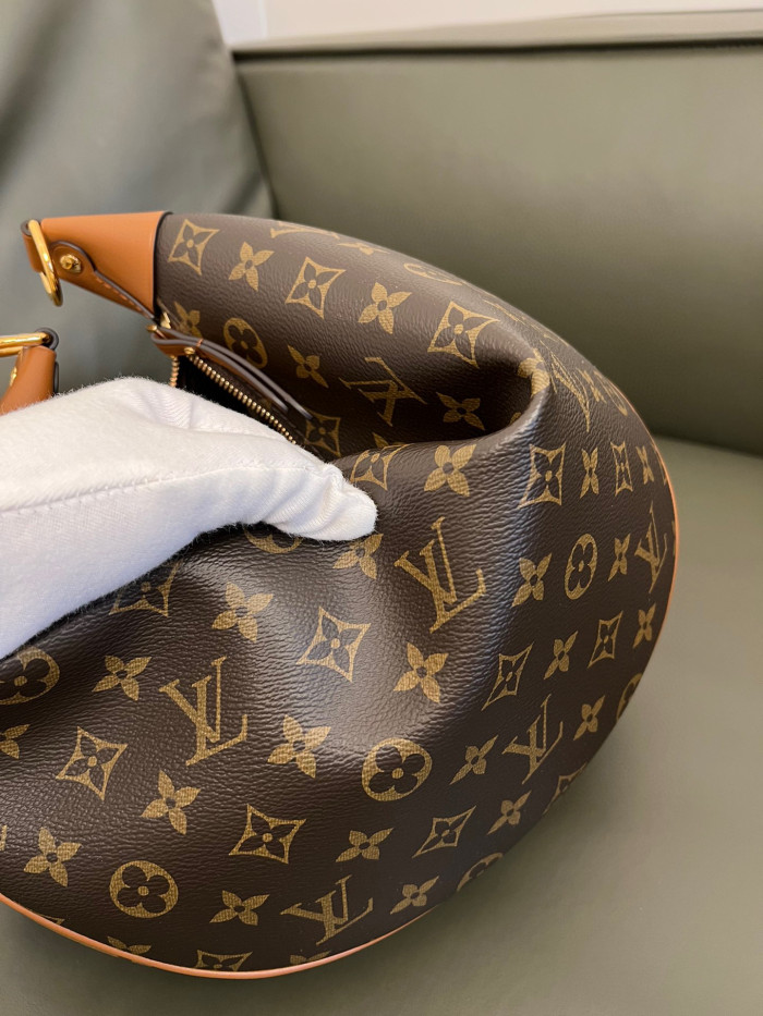 Louis Vuitton Loop Hobo Curry Leather Printed Chain Pea Bun Bag #nigo21736