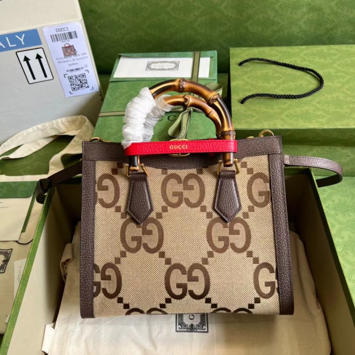 Gucci Diana Leather Printed Portable Bamboo Joint Bag #nigo53124