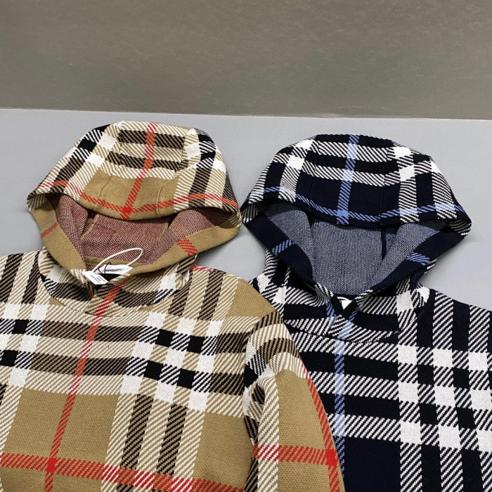 Burberry Check Cotton Jacquard Hoodie Plaid Sweatshirt Pullover #nigo96325