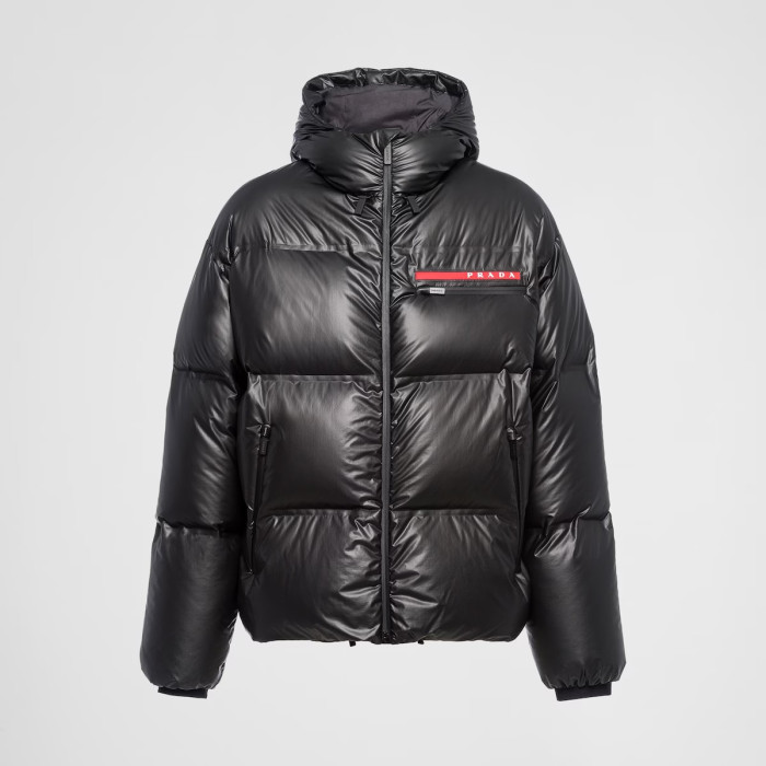 Prada Light Nylon Hooded Puffer Jacket Zip Down Coat #nigo96333