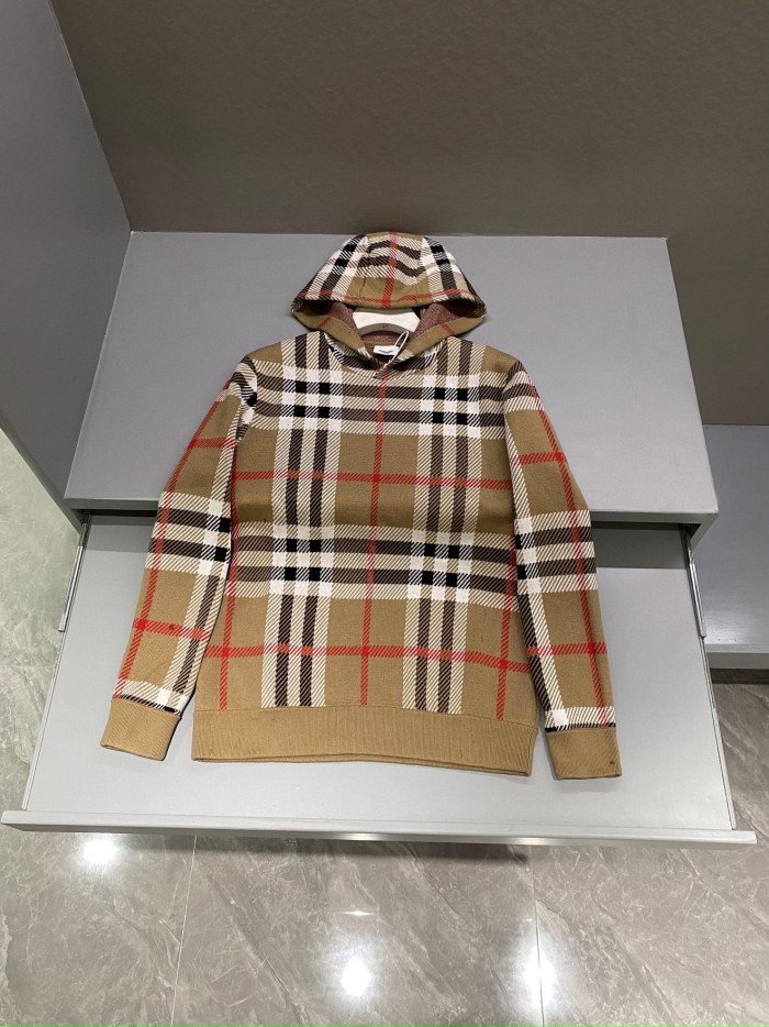 Burberry Check Cotton Jacquard Hoodie Plaid Sweatshirt Pullover #nigo96325