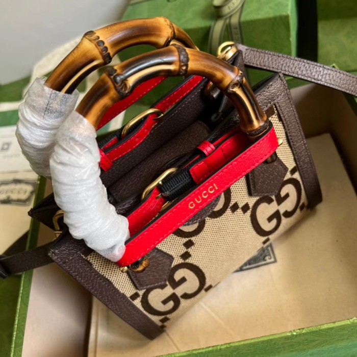 Gucci Diana Leather Printed Portable Bamboo Joint Bag #nigo53124