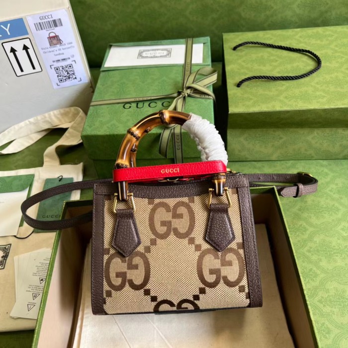Gucci Diana Leather Printed Portable Bamboo Joint Bag #nigo53124