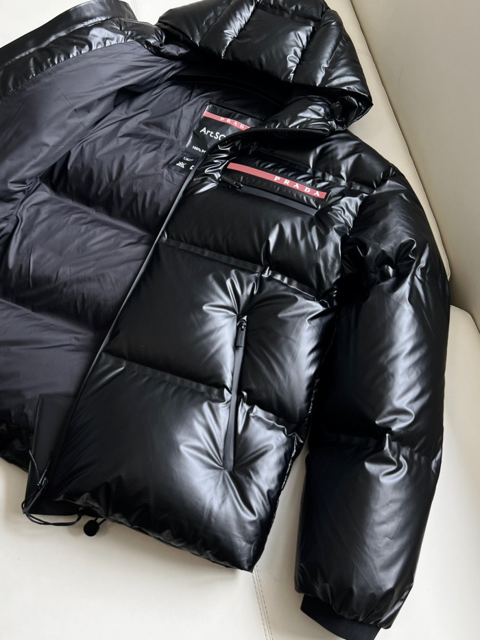 Prada Light Nylon Hooded Puffer Jacket Zip Down Coat #nigo96333