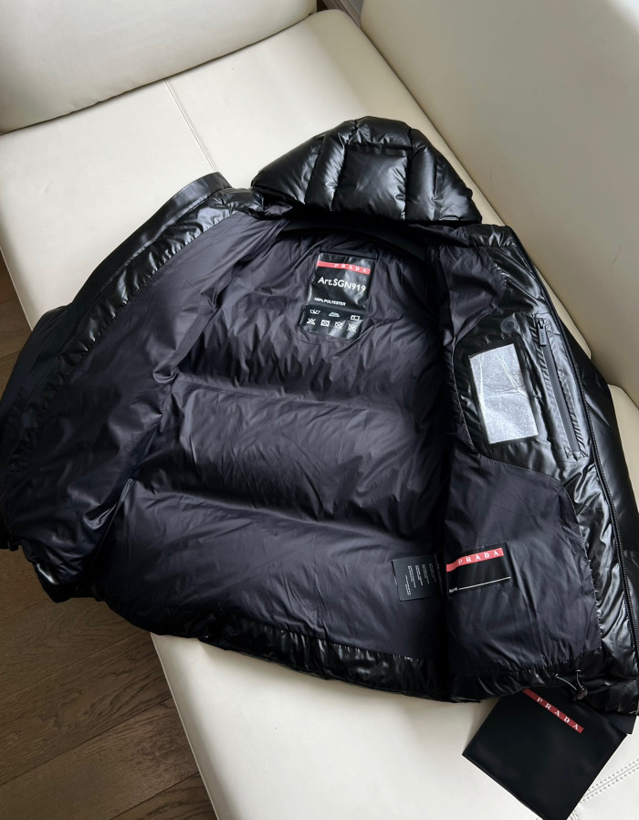 Prada Light Nylon Hooded Puffer Jacket Zip Down Coat #nigo96333
