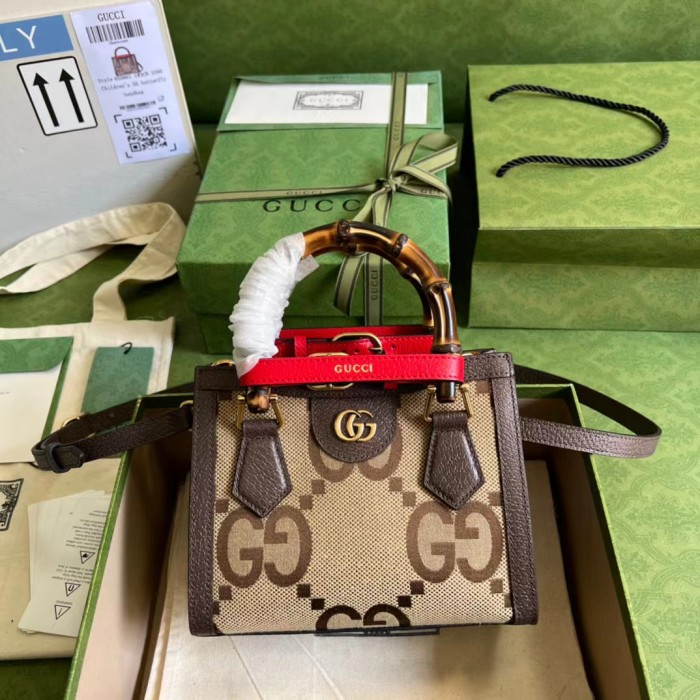 Gucci Diana Leather Printed Portable Bamboo Joint Bag #nigo53124