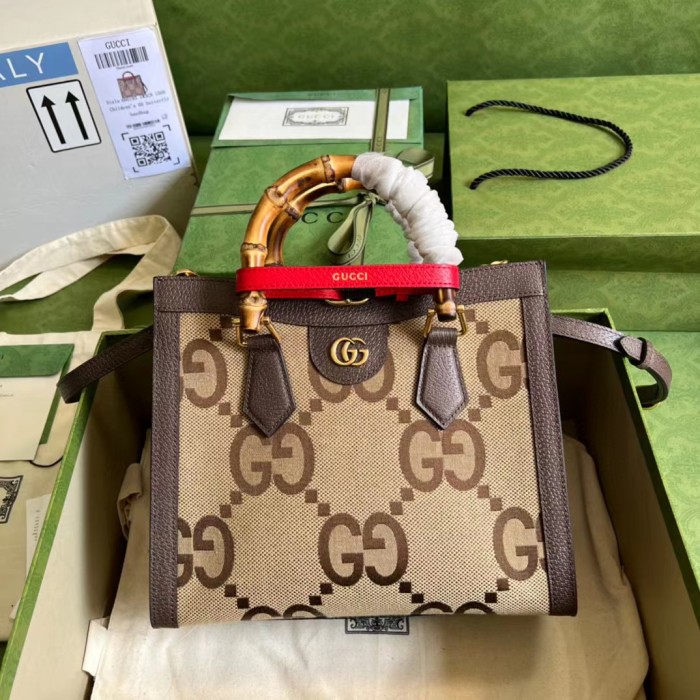 Gucci Diana Leather Printed Portable Bamboo Joint Bag #nigo53124