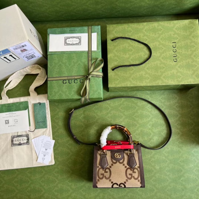 Gucci Diana Leather Printed Portable Bamboo Joint Bag #nigo53124