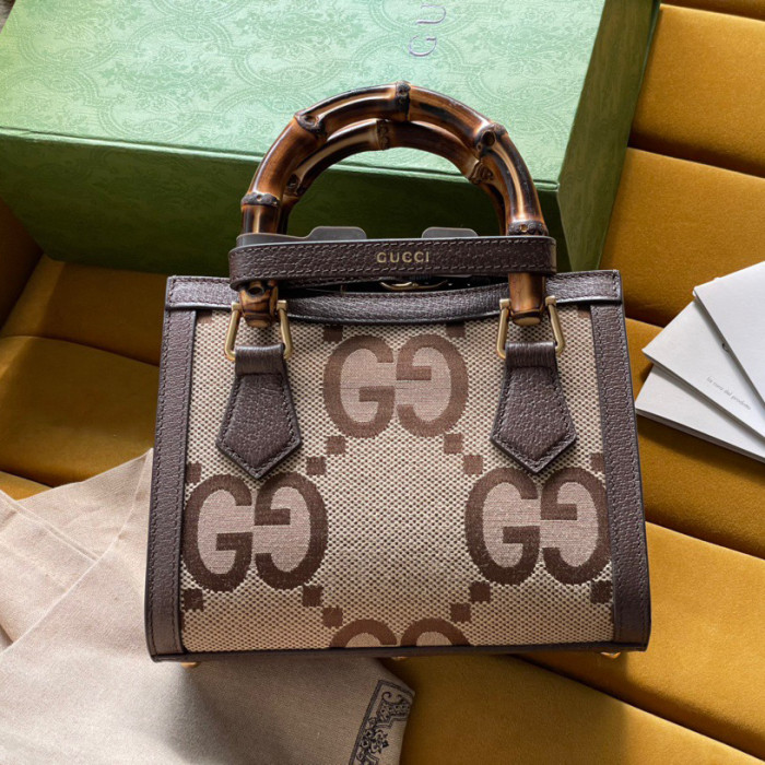 Gucci Diana Leather Printed Portable Bamboo Joint Bag #nigo53124