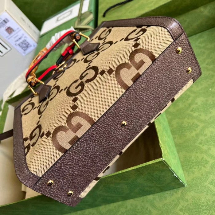 Gucci Diana Leather Printed Portable Bamboo Joint Bag #nigo53124