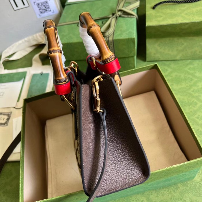 Gucci Diana Leather Printed Portable Bamboo Joint Bag #nigo53124