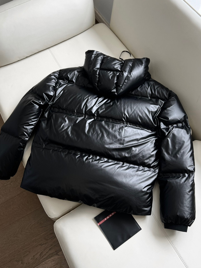 Prada Light Nylon Hooded Puffer Jacket Zip Down Coat #nigo96333