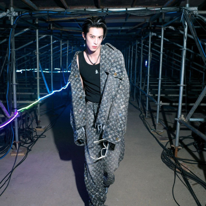 Louis Vuitton Made To Order Embroidered Monogram Baggy Denim Overshirt Jacket Jeans Pants suit Set #nigo96366