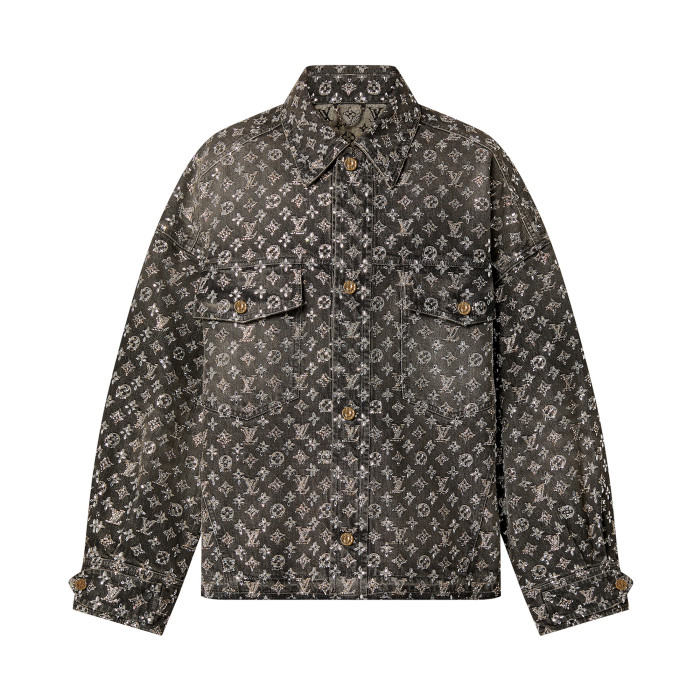 Louis Vuitton Made To Order Embroidered Monogram Baggy Denim Overshirt Jacket Jeans Pants suit Set #nigo96366