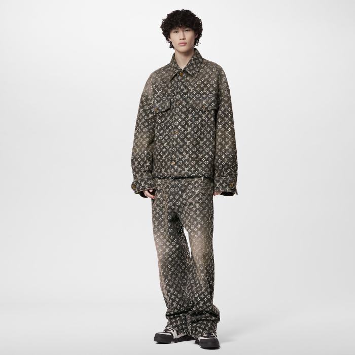 Louis Vuitton Made To Order Embroidered Monogram Baggy Denim Overshirt Jacket Jeans Pants suit Set #nigo96366