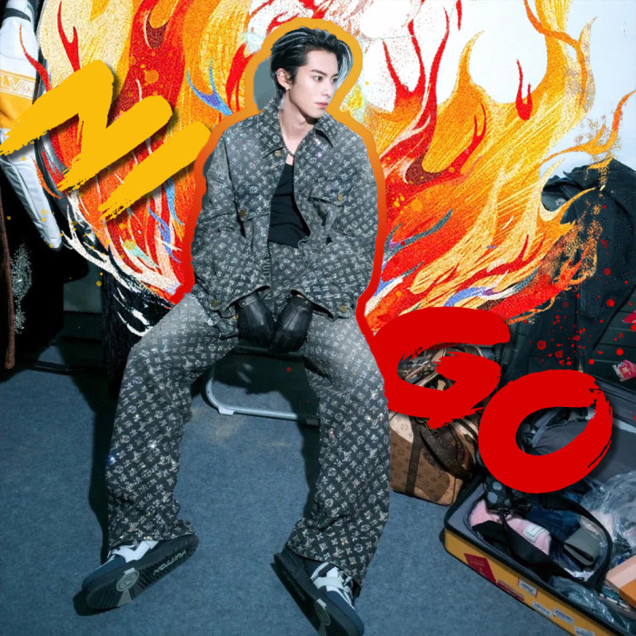 Louis Vuitton Made To Order Embroidered Monogram Baggy Denim Overshirt Jacket Jeans Pants suit Set #nigo96366
