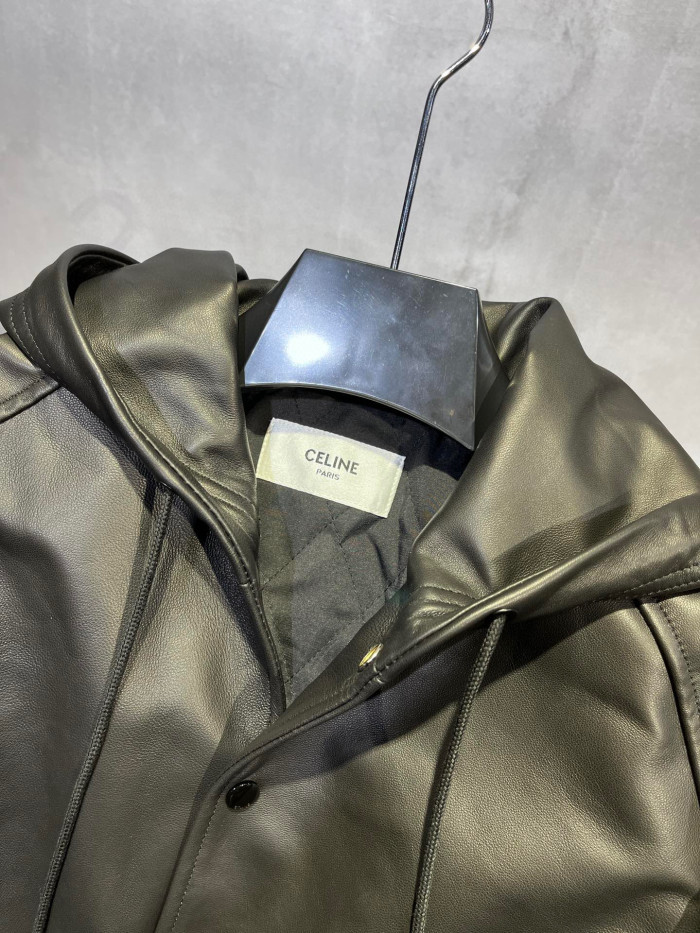 Celine Hooded Leather Jacket Coat #nigo94596