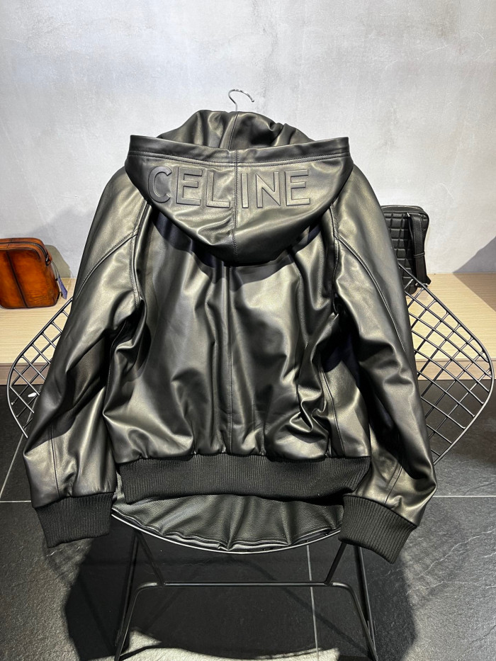 Celine Hooded Leather Jacket Coat #nigo94596