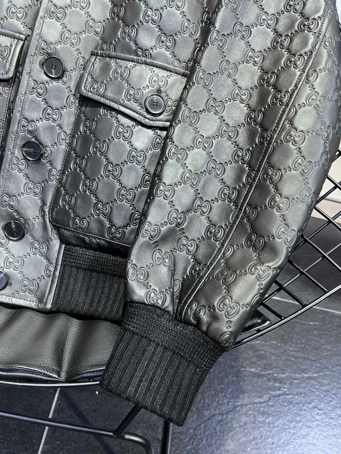 Gucci Dark Printed Button Leather Jacket #nigo94781