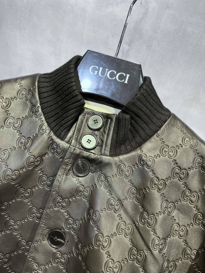 Gucci Dark Printed Button Leather Jacket #nigo94781
