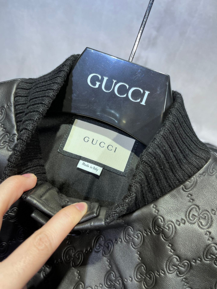 Gucci Dark Printed Button Leather Jacket #nigo94781